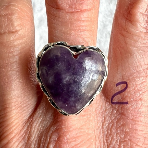 925 Akashic Records Lepidolite Heart ❤️ Ring - Picture 3 of 8